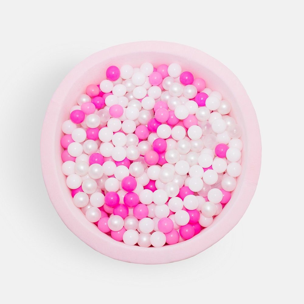Ezzro - Round Ball Pit 90 x 40 cm With200 Balls(Light Grey, Pearl, White)