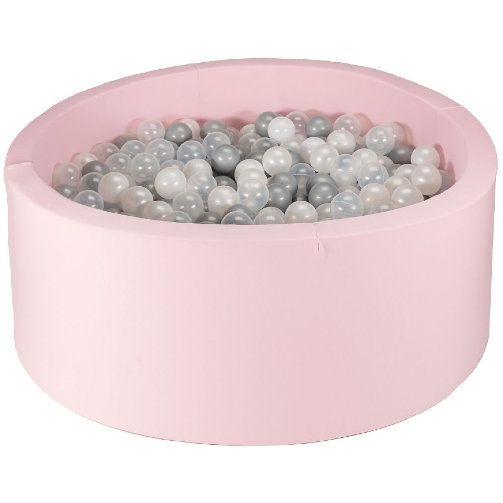 Ezzro - Round Ball Pit 90 x 40 cm With200 Balls(Light Grey, Pearl, White)