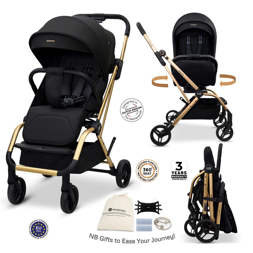 Neobreez - Octa 360 Degree Reversible Stroller Compact Travel Stroller - Black