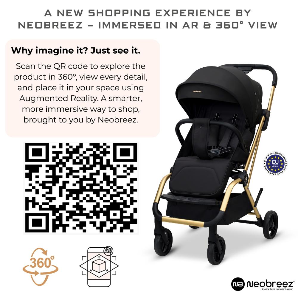 Neobreez - Octa 360 Degree Reversible Stroller Compact Travel Stroller - Black