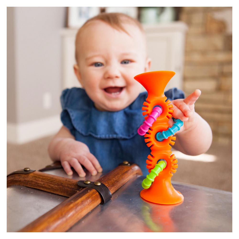 Fat Brain Toys - pipSquigz Loops Orange - Sensory Toys for Infant Development, Flexible Play
