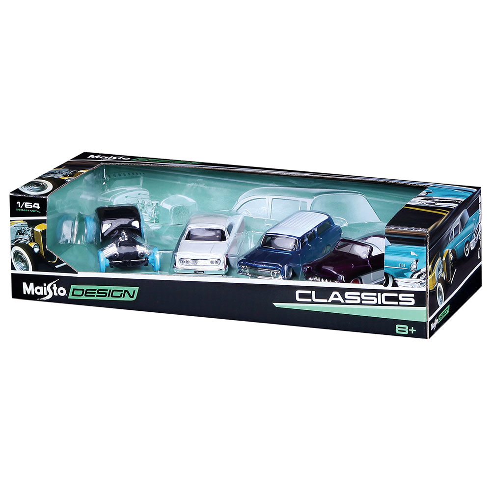 Maisto - 1:64 Scale 4 Cars Set Exotic,Classic & Muscle - 1pc