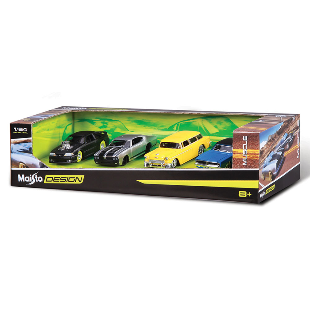 Maisto - 1:64 Scale 4 Cars Set Exotic,Classic & Muscle - 1pc