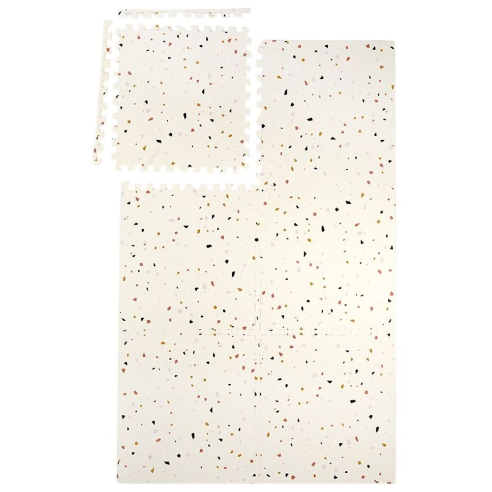 Bumble & Bird BabySafe Foam Play Mat - Ivory White Terrazzo | 6-Piece Interlocking Tiles | 120 x 180 cm