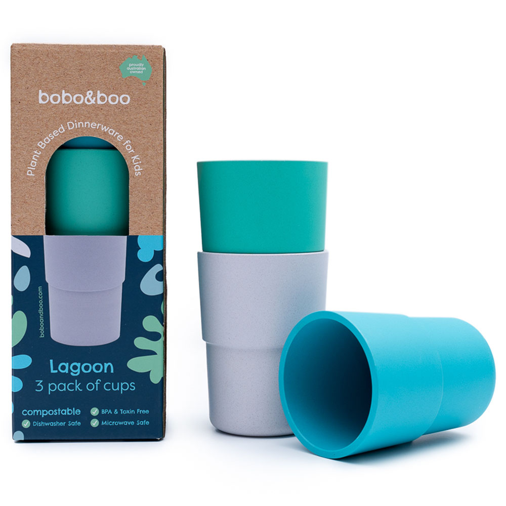 Bobo & Boo - Plant - Based Cups - 3pcs - Lagoon - 300ml