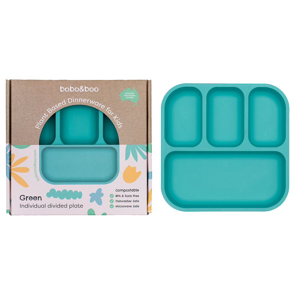 Bobo & Boo Plant-Based Bento-Style Divided Plates - Green