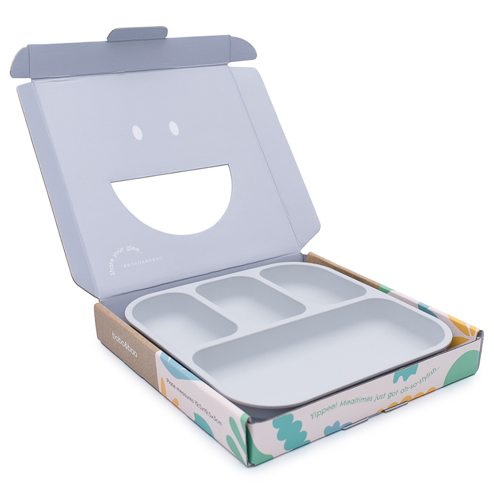 Bobo & Boo Plant-Based Bento-Style Divided Plates - Grey