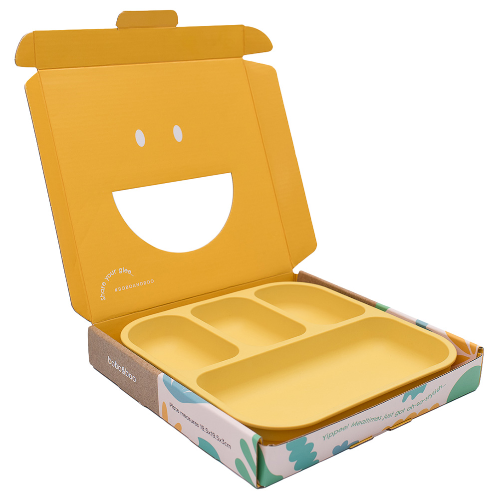 Bobo & Boo Plant-Based Bento-Style Divided Plates - Yellow