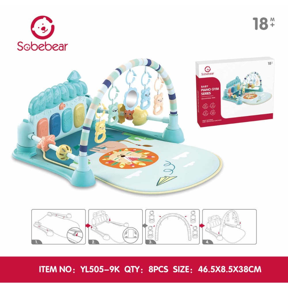 Factory Price -Hayley Baby Activity Play Mat With Baby Fitness Pedal Piano- Blue