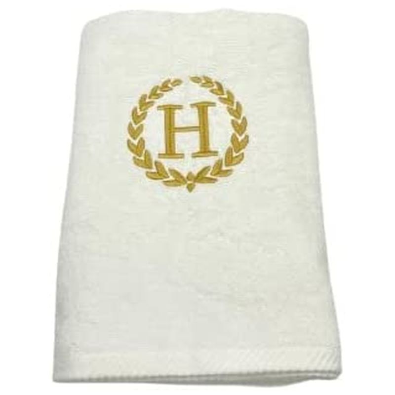 BYFT - Embroidered "H" Monogrammed Hand Towel - White