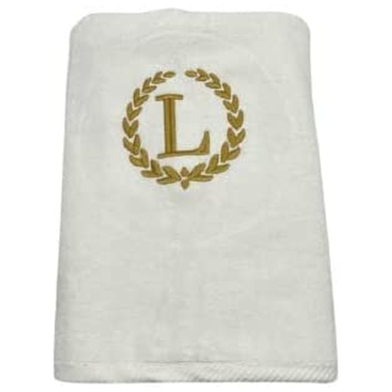 BYFT - Embroidered "L" Monogrammed Hand Towel - White