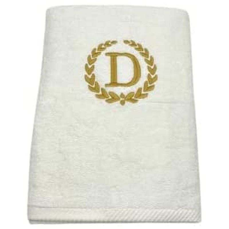 BYFT - Letter D Embroidered For You 2pc Towel Set - White