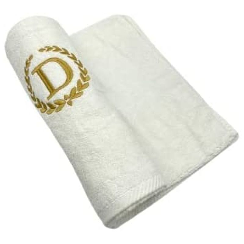 BYFT - Letter D Embroidered For You 2pc Towel Set - White