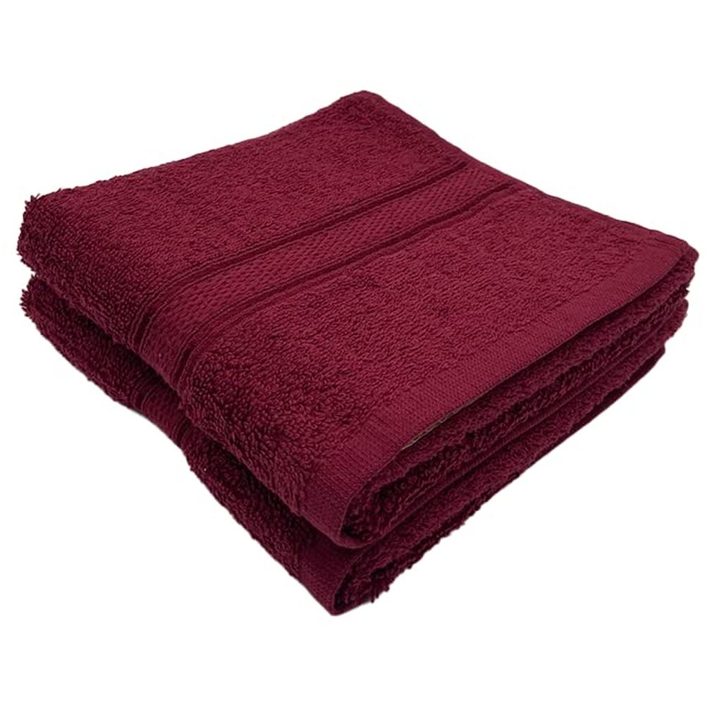 Byft - 100% Cotton Daffodil Hand Towel - 40X60Cm - Set Of 2 - Burgundy