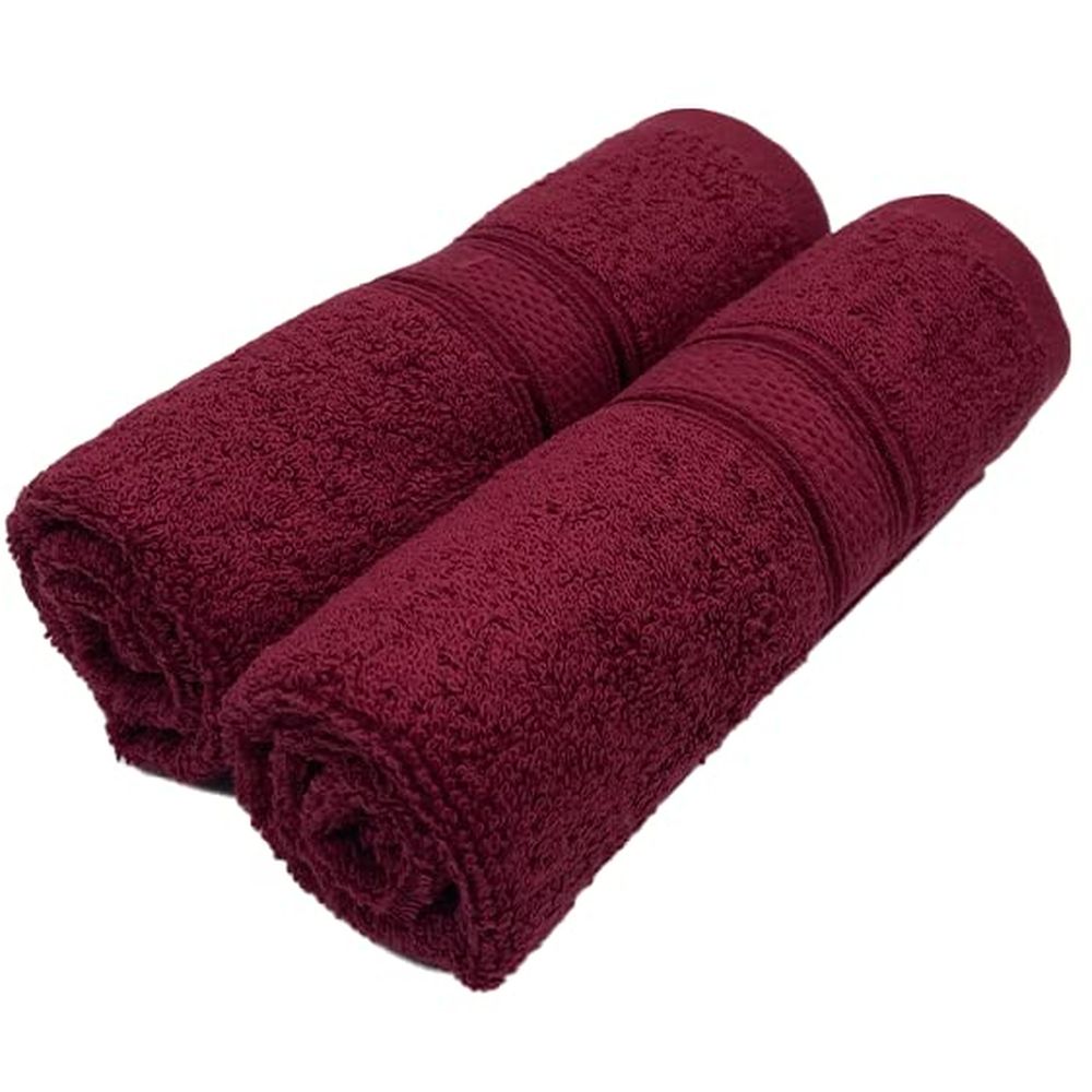 Byft - 100% Cotton Daffodil Hand Towel - 40X60Cm - Set Of 2 - Burgundy