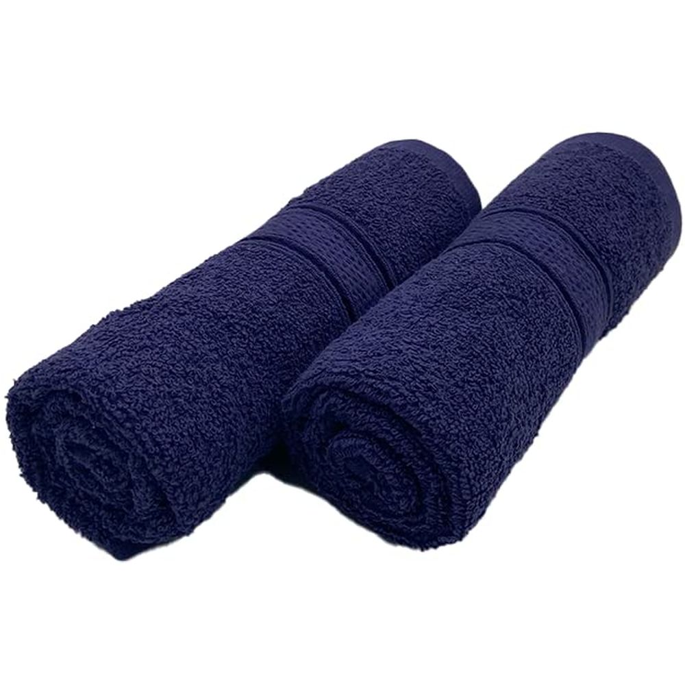 Byft - 100% Cotton Daffodil Hand Towel - 60X110Cm - Set Of 2 - Navy Blue