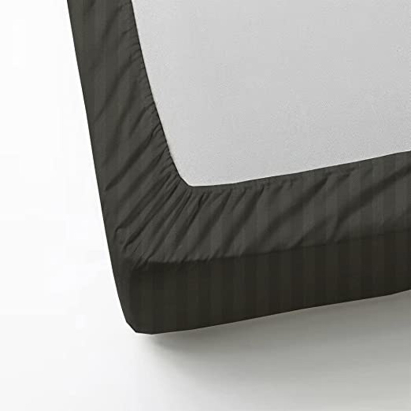 BYFT - Tulip Single Satin Stripe Fitted Sheet 90 x 210 + 30 cm - Charcoal 