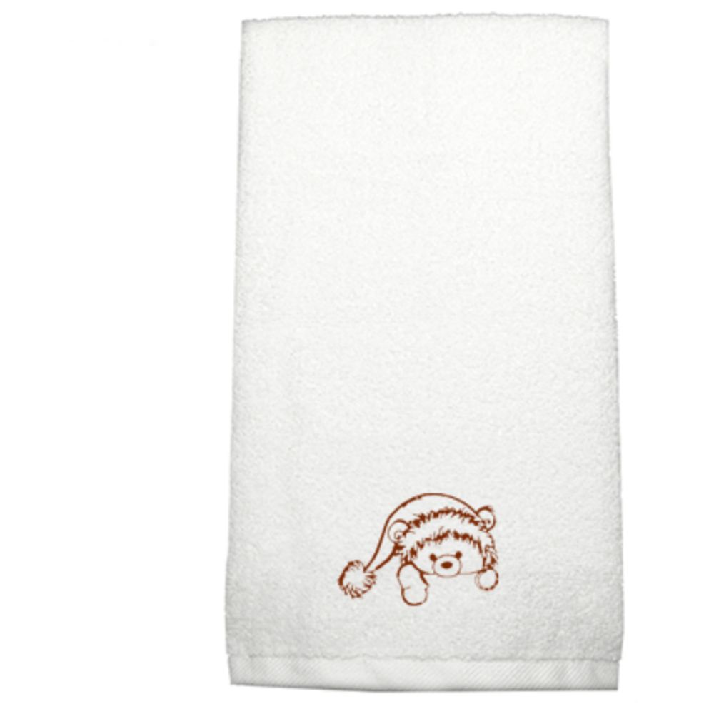 Byft - Iris Embroidered Hand Towel - Teddybear With Christmas Cap