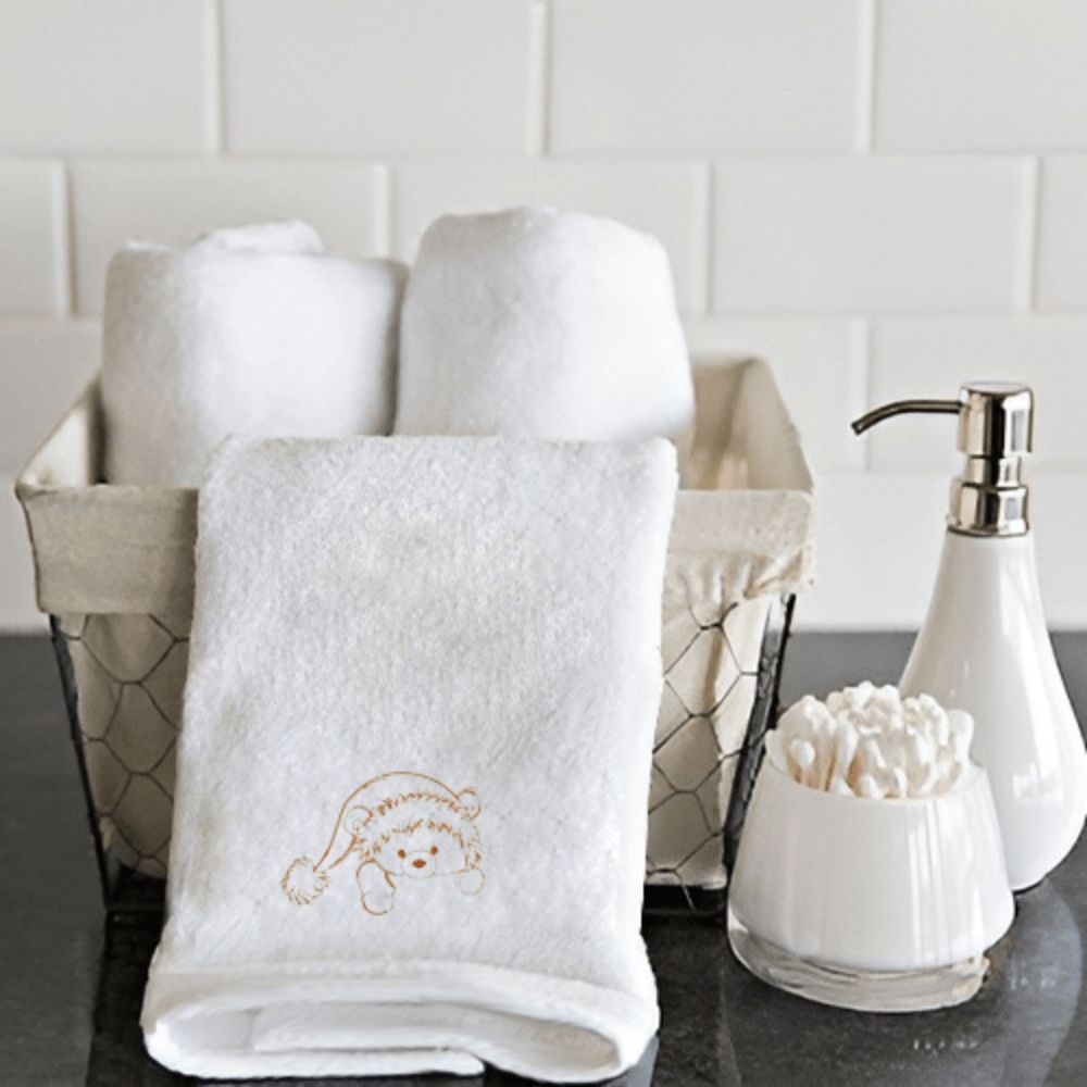 Byft - Iris Embroidered Hand Towel - Teddybear With Christmas Cap