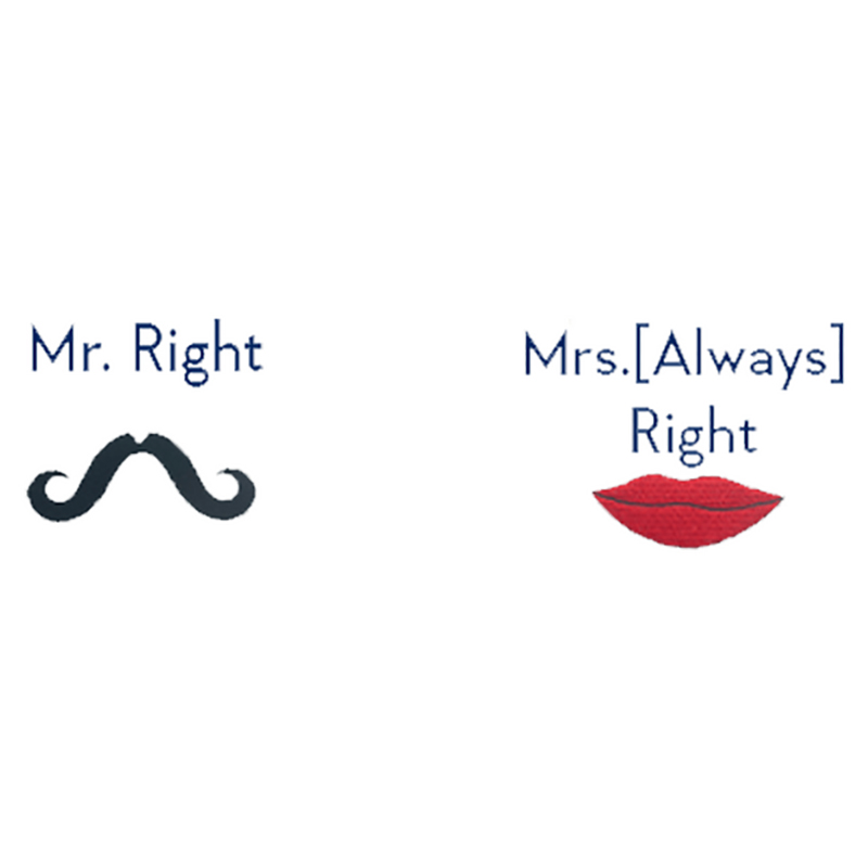 Byft - Iris Embroidered Mr. Right & Mrs. Always Right Bathrobe