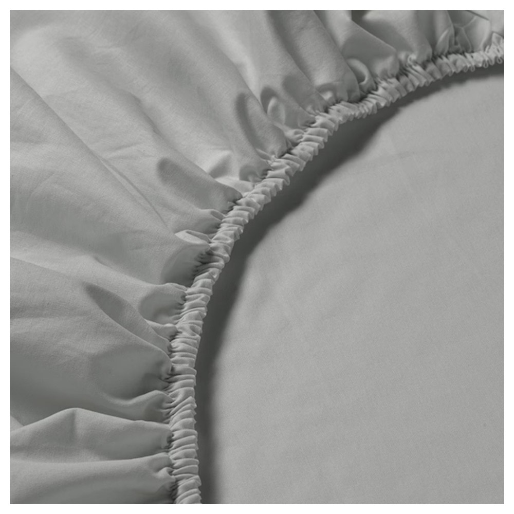 Byft - 100% Cotton Queen Fitted Sheet, Duvet Cover & Pillow Case - Grey - 6pcs