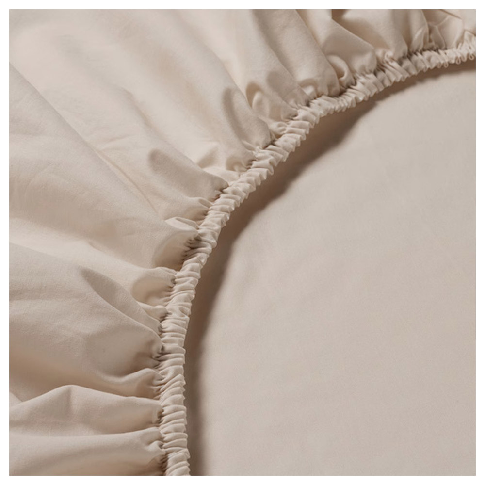 Byft - 100% Cotton King Fitted Sheet, Duvet Cover & Pillow Case - Beige - 6pcs