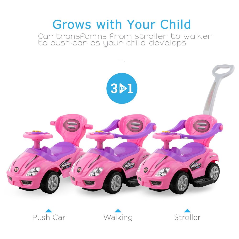 Factual Toys - Megacar Canopy Kids 3-in-1 Push Car - Pink