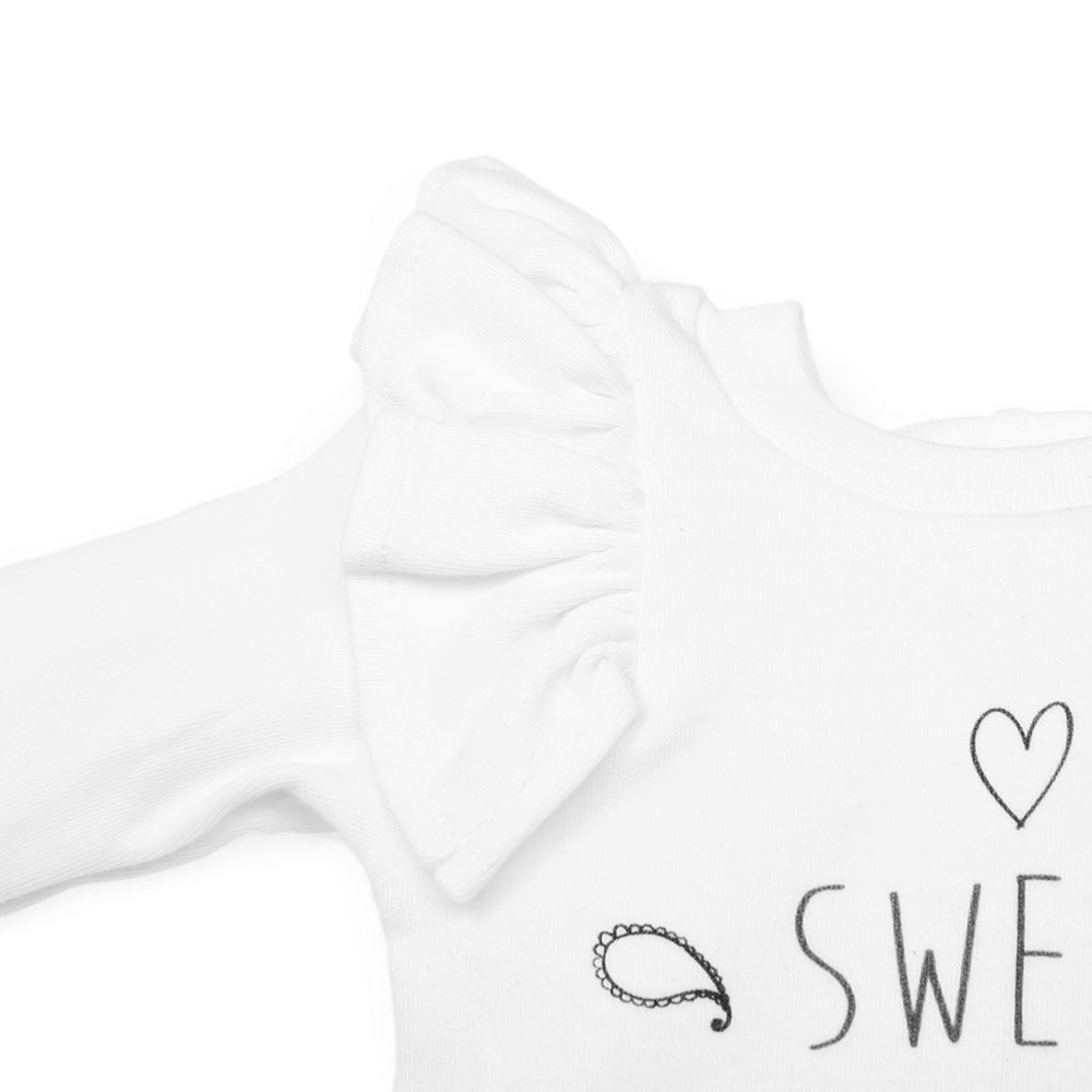 Lullaby Rock - Sweet Baby Doll Long Sleeve Top - White