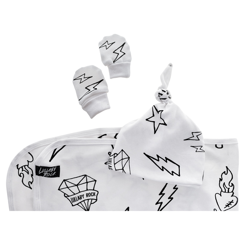 Lullaby Rock - Swaddle Gift Set Tattoo Print_0-3M