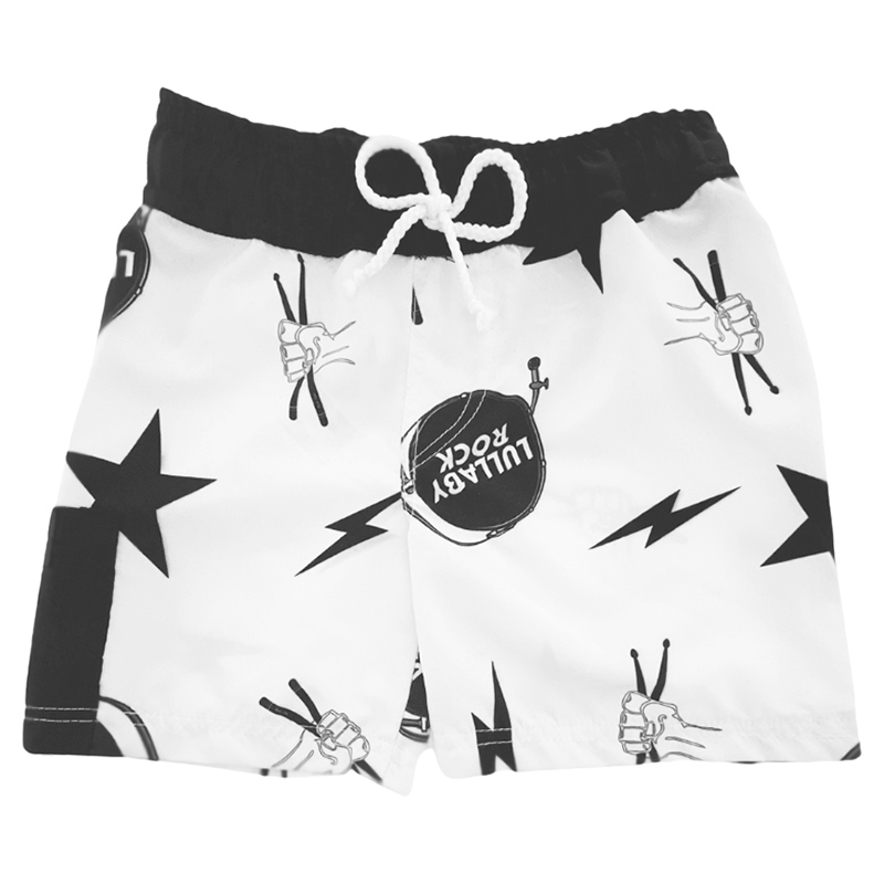 Lullaby Rock Swim Trunks Drummer Black - White