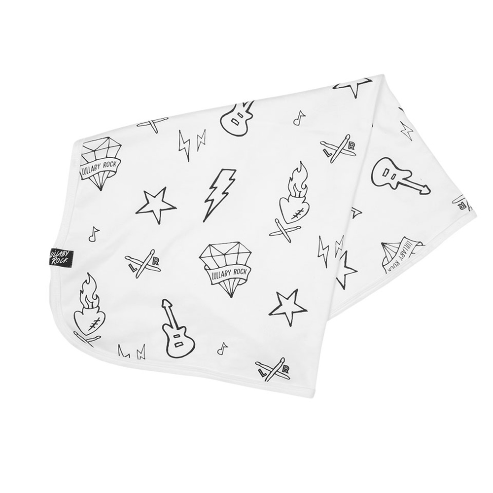 Lullaby Rock - Rock & Roll Blanket - White & Black