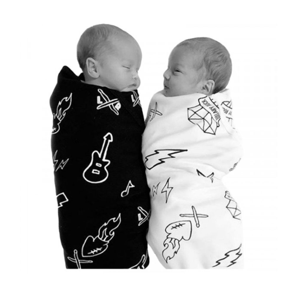 Lullaby Rock - Rock & Roll Blanket - White & Black