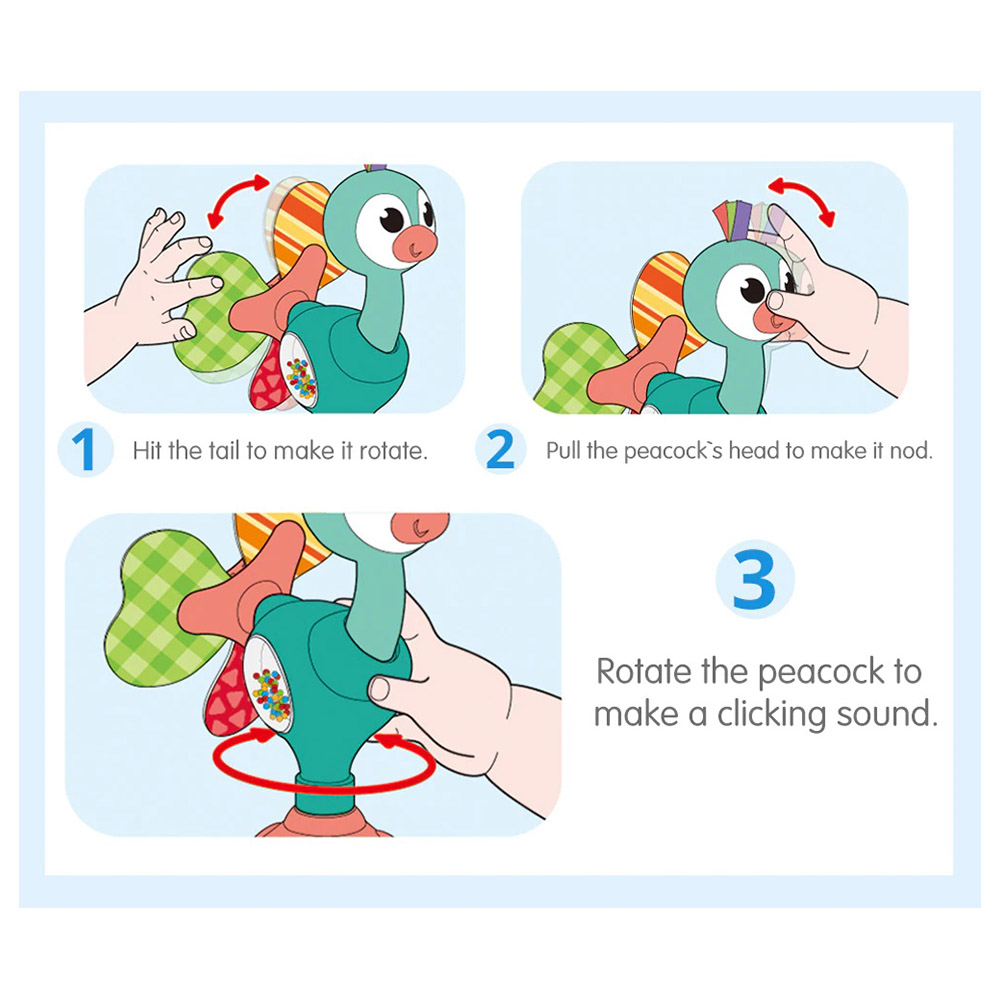 Hola Baby Toys Highchair Suction Toy for 6+ m Peacock