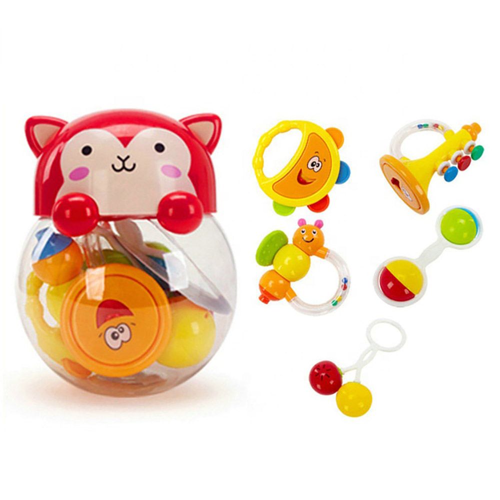 Goodway - Baby Rattle Toy 5Pc Gift Set With Sensory Ball - Red