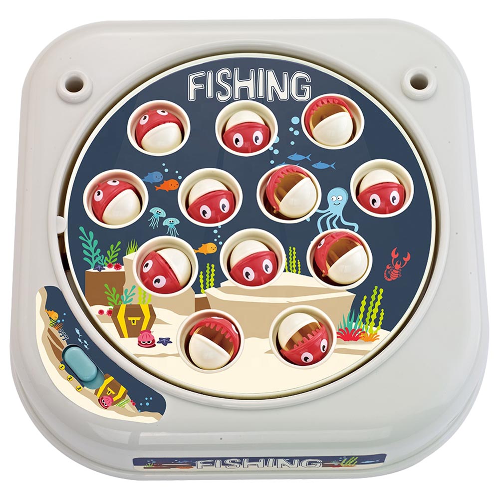 Goodway - Kids Fishing Game Toy With Magnetic Rod & Rotating Fish Grey