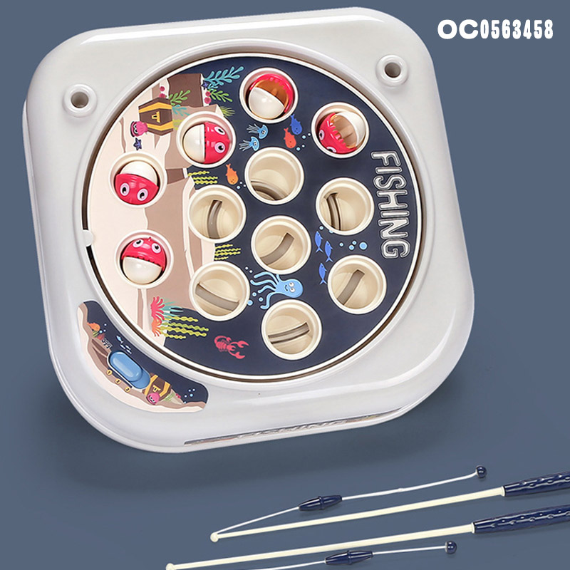 Goodway - Kids Fishing Game Toy With Magnetic Rod & Rotating Fish Grey