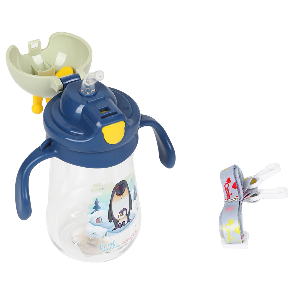 Little Angel - 350ml Baby Water Bottle with Straw Crown Lid for Toddlers - Blue