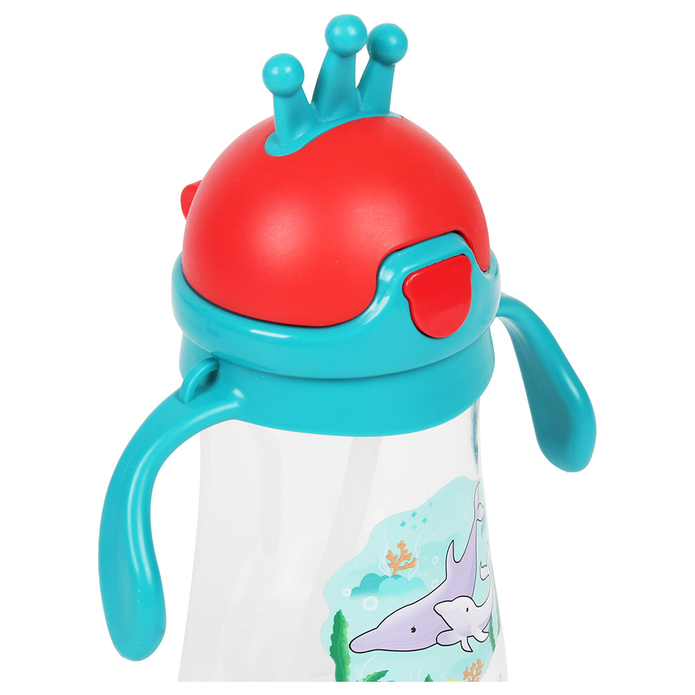 Little Angel - 350ml Baby Water Bottle with Straw Crown Lid for Toddlers - Green