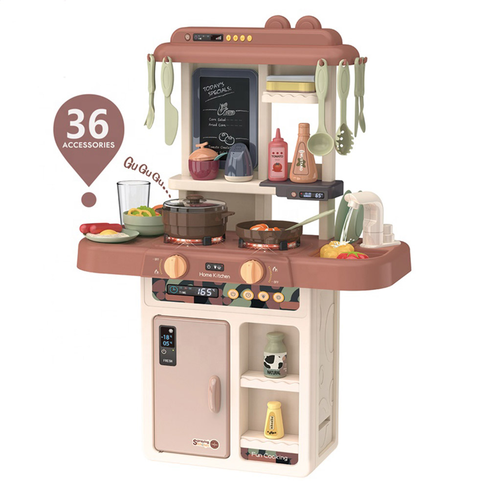 Little Angel Kids Toys Electric Kitchen 36pcs - Brown