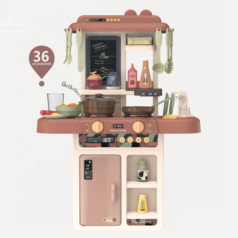 Little Angel Kids Toys Electric Kitchen 36pcs - Brown