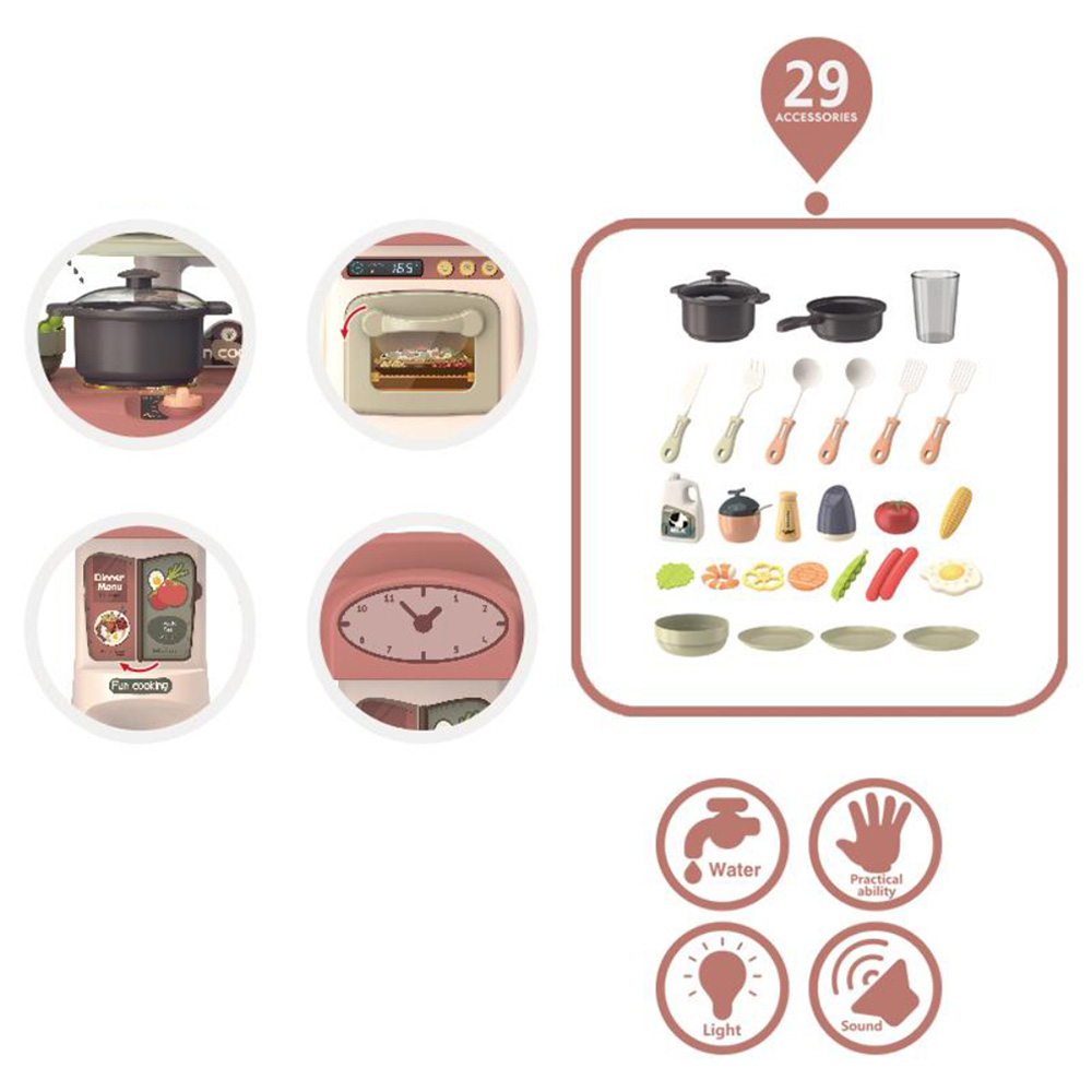 Beibe Good - Electric Kitchen Playset With 29 Accessories - Beige