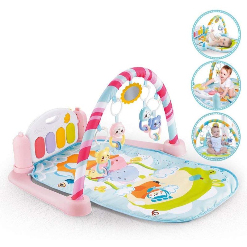 Little Angel Baby Play Mat Activity Gym With Piano Kick Toy - Pink