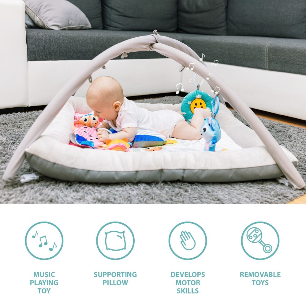 Little Angel Baby Play Mat Activity Gym - Grey/Pink