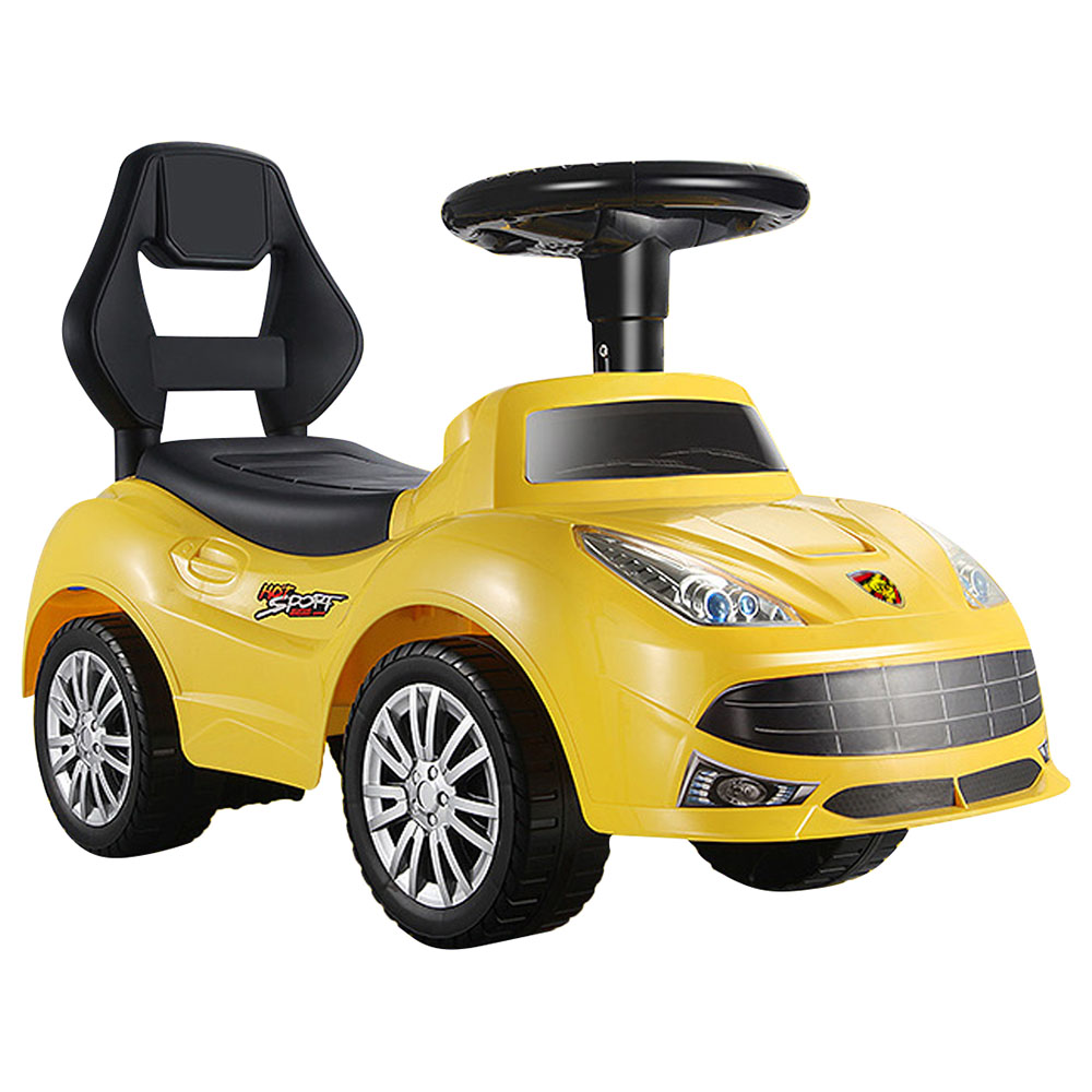 Little Angel Baby Ride On Car With Steering Wheel & Backrest - Yellow
