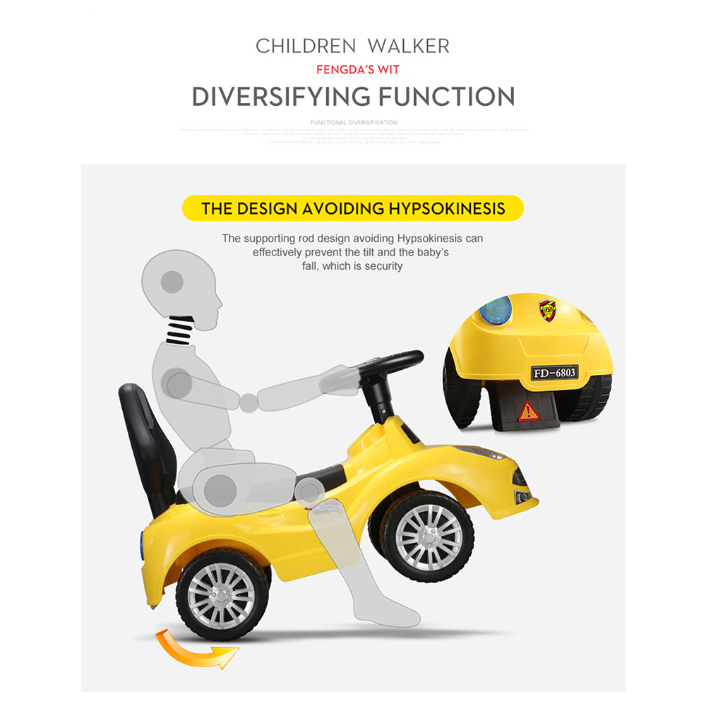 Little Angel Baby Ride On Car With Steering Wheel & Backrest - Yellow