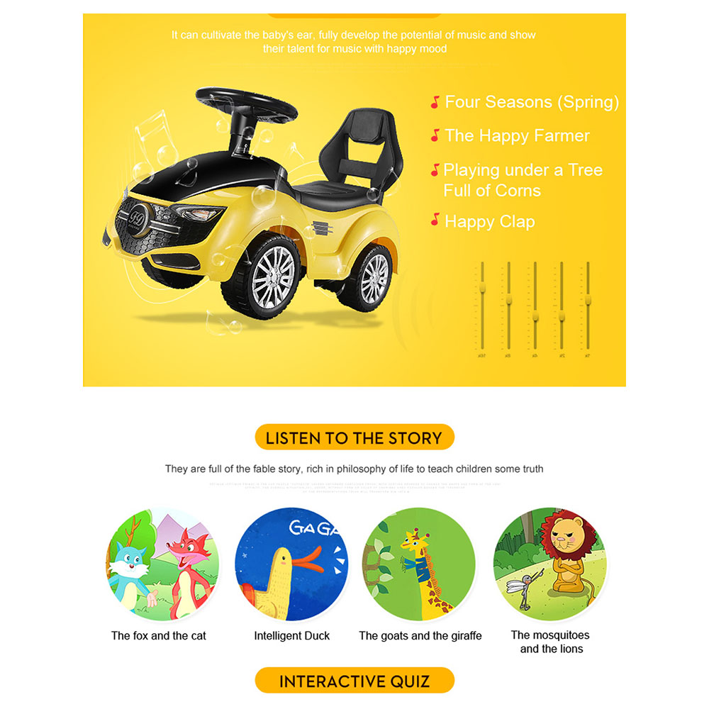 Little Angel Baby Ride On Push Car With Steering Wheel -Yellow