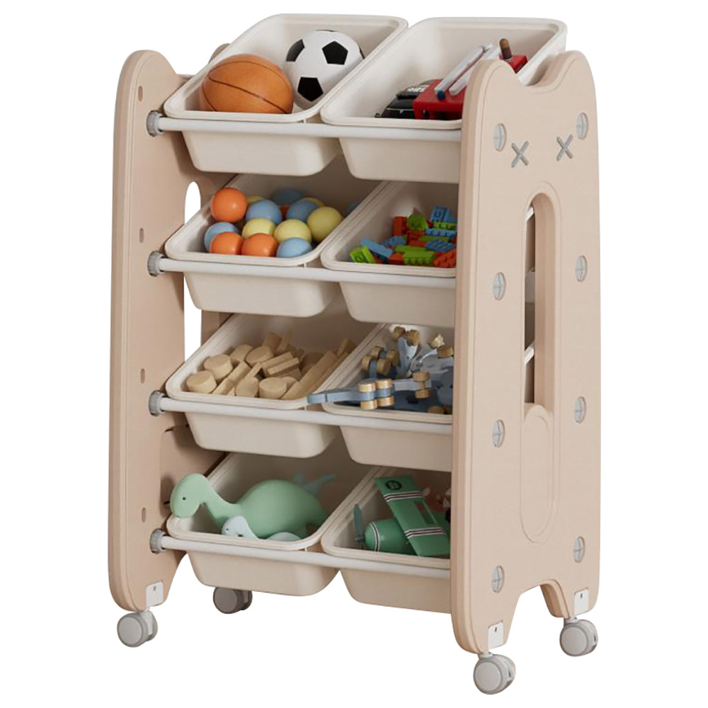 Little Angel Toys Organizer Cabinet With Bins & Wheels - Coffee