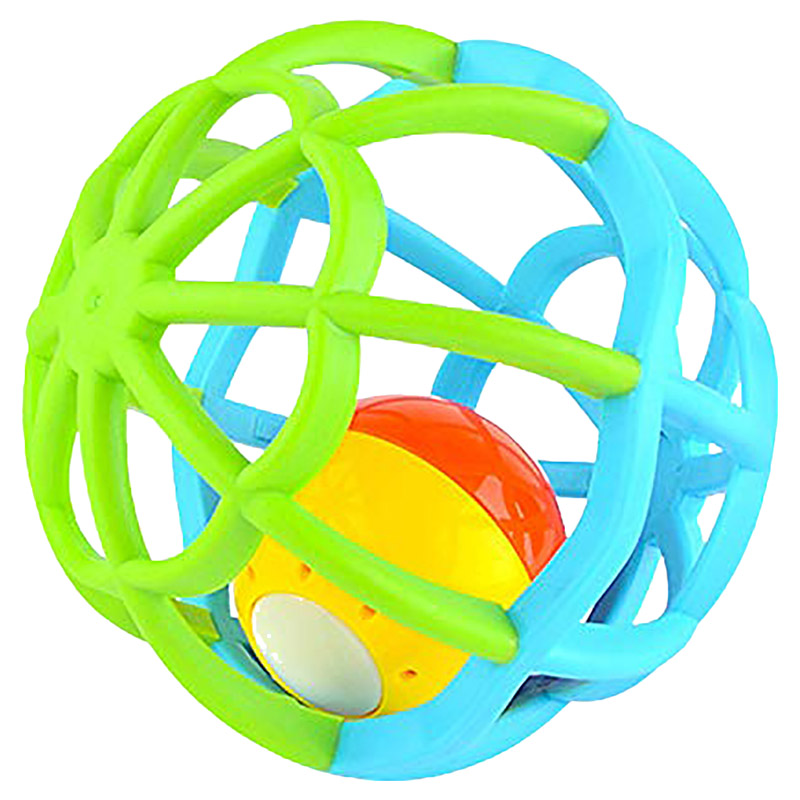 Goodway - Baby Rattle Ball Soft Cage Grip Toy With Sound - Blue