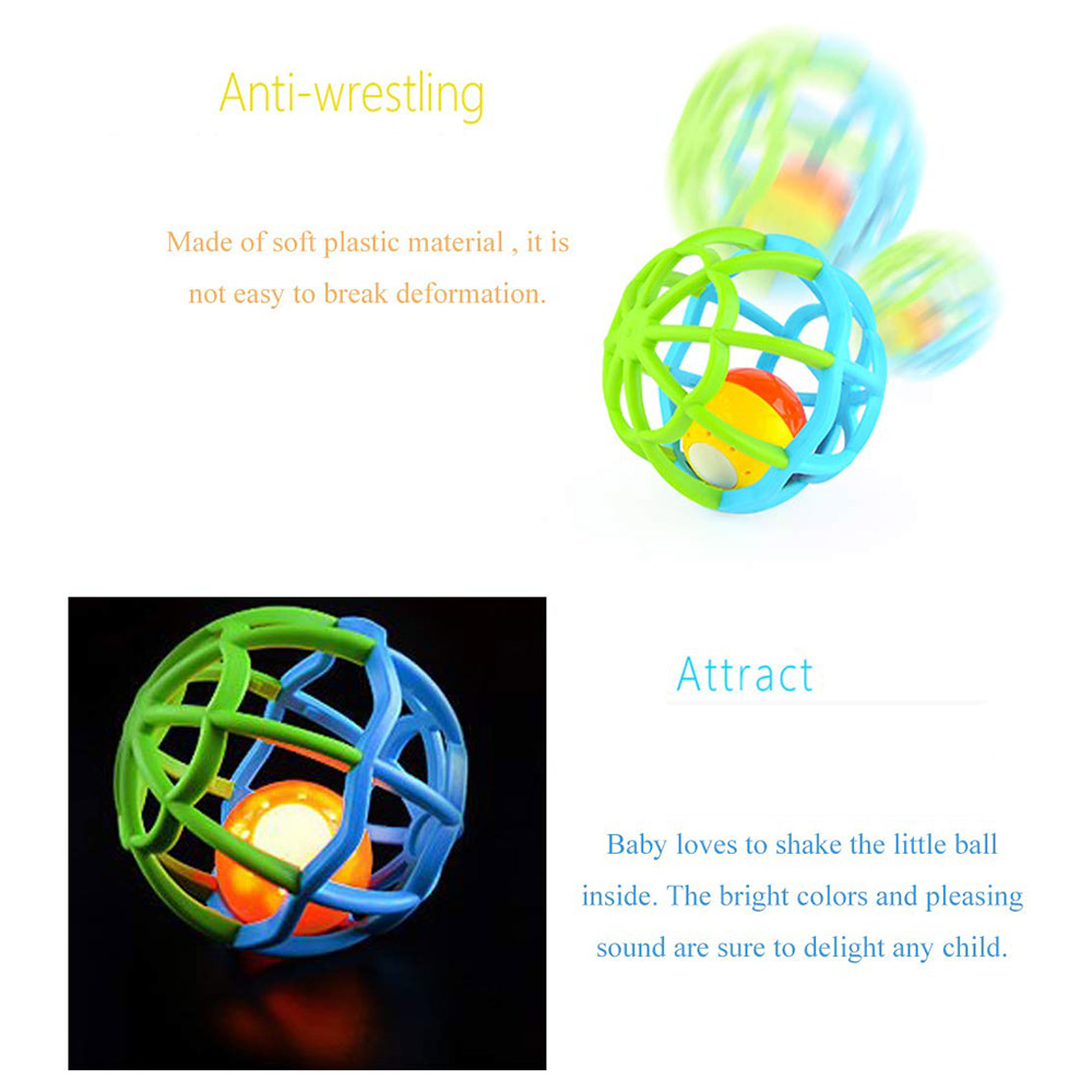Goodway - Baby Rattle Ball Soft Cage Grip Toy With Sound - Blue