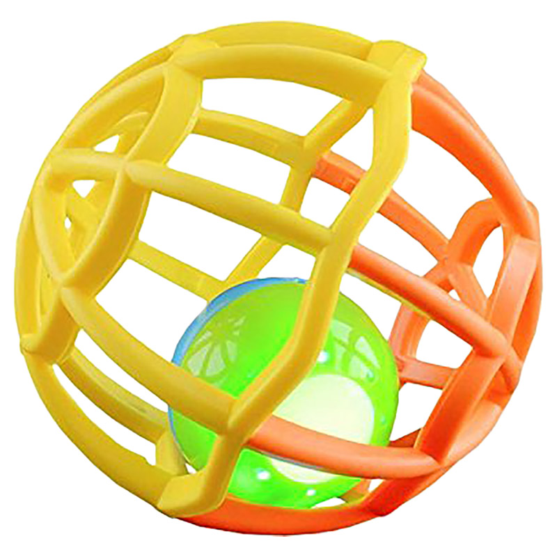 Goodway - Baby Rattle Ball Soft Cage Grip Toy With Sound - Yellow